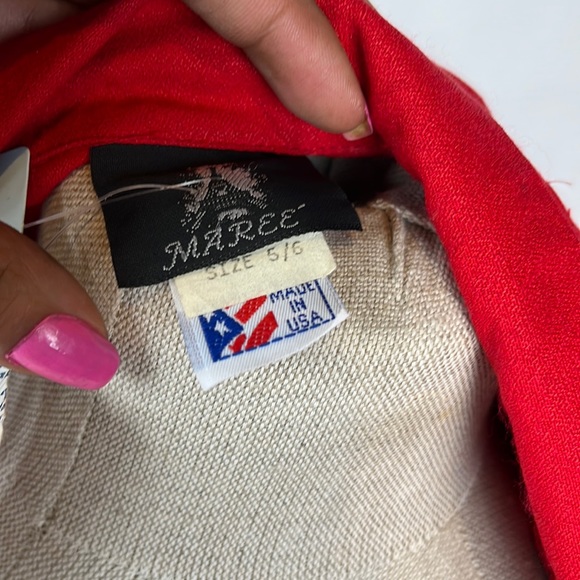 Vintage Red blazer silver buttons 80s - Picture 5 of 6